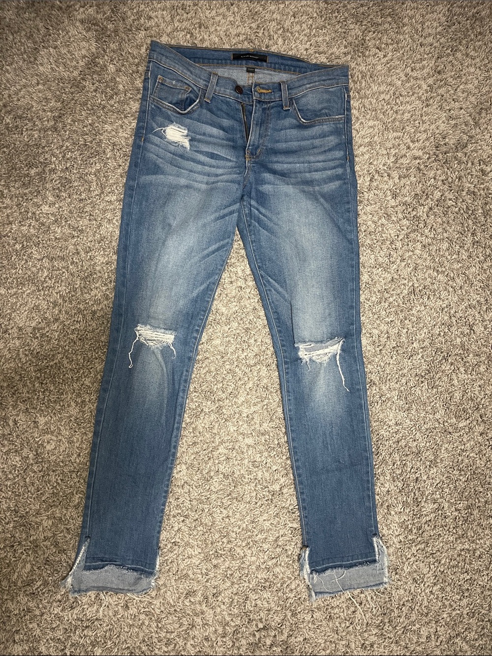 Flying Monkey Women's Skinny Jeans - Blue Distressed